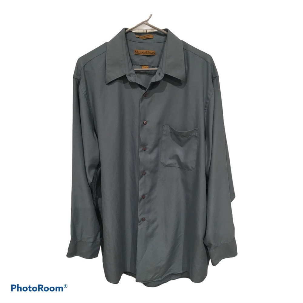 Milano Uomo blue button up shirt size 34/35 17 1/2